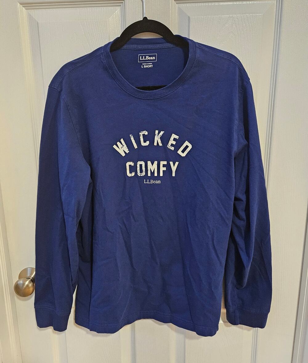L.L.Bean Wicked Comfy Long Sleeve Tee Blue Women’s Large Short